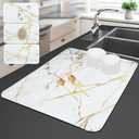 Sofort Dish Drying Mat for Kitchen Counter, Gold White Marble Dish Drying Pad with Non-slip Rubber Backed, Super Absorbent Drying Mats for Dish Rack, Coffee Maker 16 x 24 Inches
