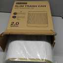 ELPHECO Bathroom Trash Can with Lid 2 Gallon Motion Sensor Garbage Can 7.5 Liter Small Trash can Touchless Bathroom Decor Waterproof Smart Waste Bin with Stripes for Bedroom, Office (White-Golden)