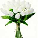 20Pcs Fake Tulips Artificial Flowers Real Touch 13.5" PU Faux Flowers Tulip Stems for Wedding Spring Bouquet Floral Arrangement Home Party Office Decorations for Mother's Day (White)