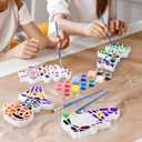 Gersoniel 6 Pack Halloween Painting Kit Stepping Stones Painting Crafts DIY Ceramic Mosaic Set with Paints and Brushes Pottery Stones Spooky Figurines for Arts and Party Decor