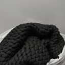 YnM Chunky Throw Blanket, Medium-Weight, Hand Knitted, Skin Friendly, Ventilated and Breathable, Machine Washable, Home Dcor Piece for Couch, Sofa and Bed (Black, 50x70 Inch)