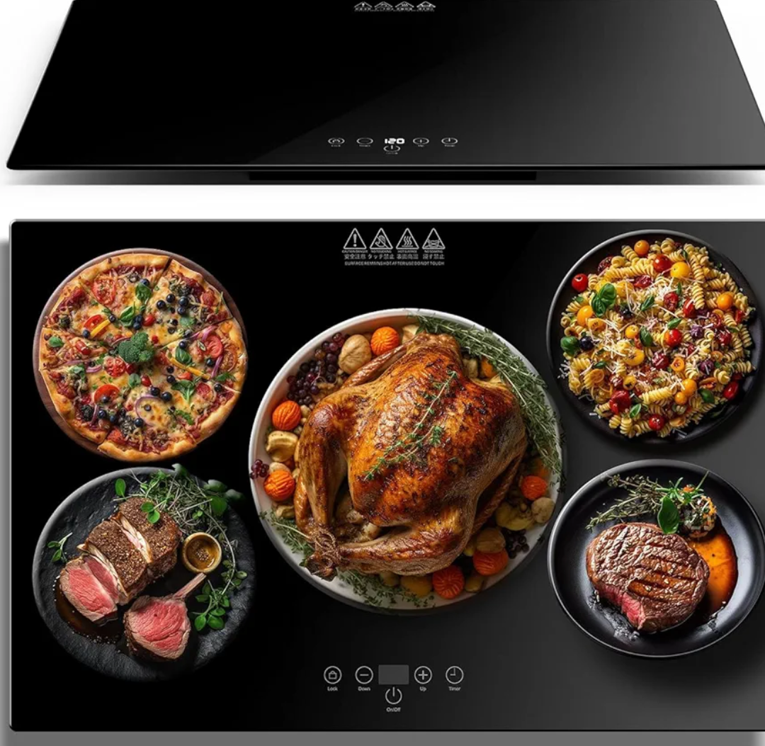 Electric Server Warming Tray,Food Warmer for Parties,9 Adjustable Temperature Control,6 Hours Timer,Ultra Slim Warming Tray,for Buffets,Restaurants,House Parties, Party (23.6" x 15.7")