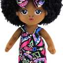 Black Baby Dolls African American Doll Black Dolls 12'', Baby Dolls for Girls,Soft for Girls Stuffed Plush Doll for Girl (Small B-Pink)