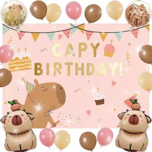 Capybara Birthday Party Balloons Backdrop Decorations Includes Capybara Birthday Cake Balloon Party Favors Capybara Theme Party Supplies Decor