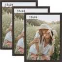 18x24 Frame Set of 3, Black Wood Grain 18x24 Poster Frame for Gallery Wall Mounting (3 Pack,Black)
