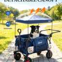 Foldable Push Wagon with Canopy, 200L Portable Folding Utility Pull Cart