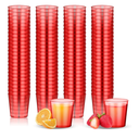 Tioncy 100 Pcs Neon Plastic Shot Glasses 1 oz disposable shot glasses colored Mini Party Drinking Cups for Cocktail Whiskey Wine Birthday Christmas New Year Party(Red)