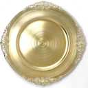 Allgala Gold Charger Plates - Heavy Duty Plastic Charger for Dinner Plates - 6 Pack 13 Inch Charger Plates for Table Decor - Ideal for Weddings, Thanksgiving Parties & Holidays - Floral Gold