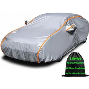 Waterproof Small Car Cover, Rain Protector, Outdoor Car Covers for Automobiles All Weather Waterproof, Full Exterior Covers, Fit All Sedan Under 178" (Size 3: Sedan 0 (Under 179"), Gray(Max))