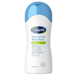 Cetaphil Ultra Gentle Refreshing Body Wash, Refreshing Scent For Dry to Normal, Sensitive Skin, 16.9oz Pack of 1, with Aloe Vera, Calendula, Vitamin B5, Hypoallergenic, Dermatologist Tested