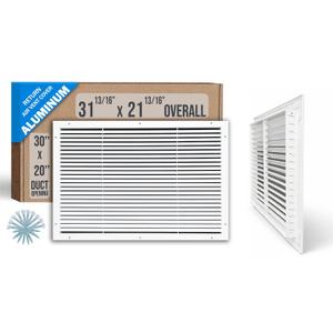 Fits 30x20 Duct Opening | Aluminum Return Air Grille by Handua | Vent Cover Grill for Sidewall and Ceiling | Rust Free | Durable Powder Coating | HVAC Cold Air Intake Grille | White