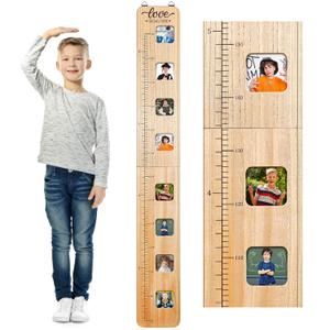 Growth Chart for Wall Height Kids Chart for Wood Growth Graph for Kids with Picture Frames Height Wall Boho Measurement Ruler Foldable Measuring Boy Girl Room Decor Keepsake Gift