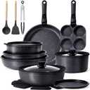 GIPP Pots and Pans Set Non Stick,Kitchen Cookware Set Detachable Handle, Non Toxic Cooking Pan Set with Frying Pans Set,RV Cookware Sets for All Stoves, Dark Grey, 21PCS, 21PCS-Big Size