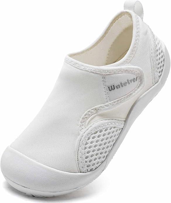WateLves Wide Toddler Water Shoes Kids Quick Dry Barefoot Shoes Girls Boys Aqua Athletic Sneakers for Beach Hiking Swim Kayak Sport Accessories, Camping Essentials (White, 29)