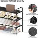 3 Tier Long Shoe Rack for Closet, Screw Fastened Plastic Connector Shoe Storage Organizer, Non-Woven Fabric Metal Shoe Shelf, Holds 24-28 Pairs for Entryway, Front Door Entrance, Bedroom