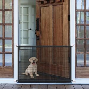 Mesh Dog Gate for Pets, Magic Pet Gate for The House, Portable Indoor Puppy Safety Fence Guard for Stairs and Doorways, Easy Install Anywhere, 35" W x 30" H, 8 Hooks