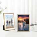 5x7 Picture Frame Set of 4, Matted Brass Simple Modern Brushed Thin Aluminum Metal Photo Frame Fits 3x5 and 4x6 with Mat or 5 x 7 without Mat . Vertical and Horizontal for Tabletop and Wall