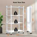 4-Tier Foldable Metal Storage Shelf with Wheels Kitchen White