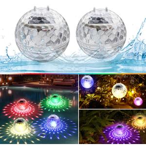 Floating Pool Lights Solar Pool Light with RGB Color Changing LED Ball Lights for Pond Garden(2 Pack)