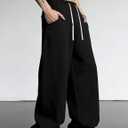 FCOOLYEET Men's Y2k Graphic Baggy Sweatpants Drawstring Waist Striped Open Bottom Sweatpants Baggy Track Pants Men (XL)