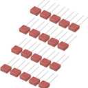 Uxcell 20Pcs DIP Mounted Miniature Square Slow Blow Micro Fuse T4A 4A 250V Red