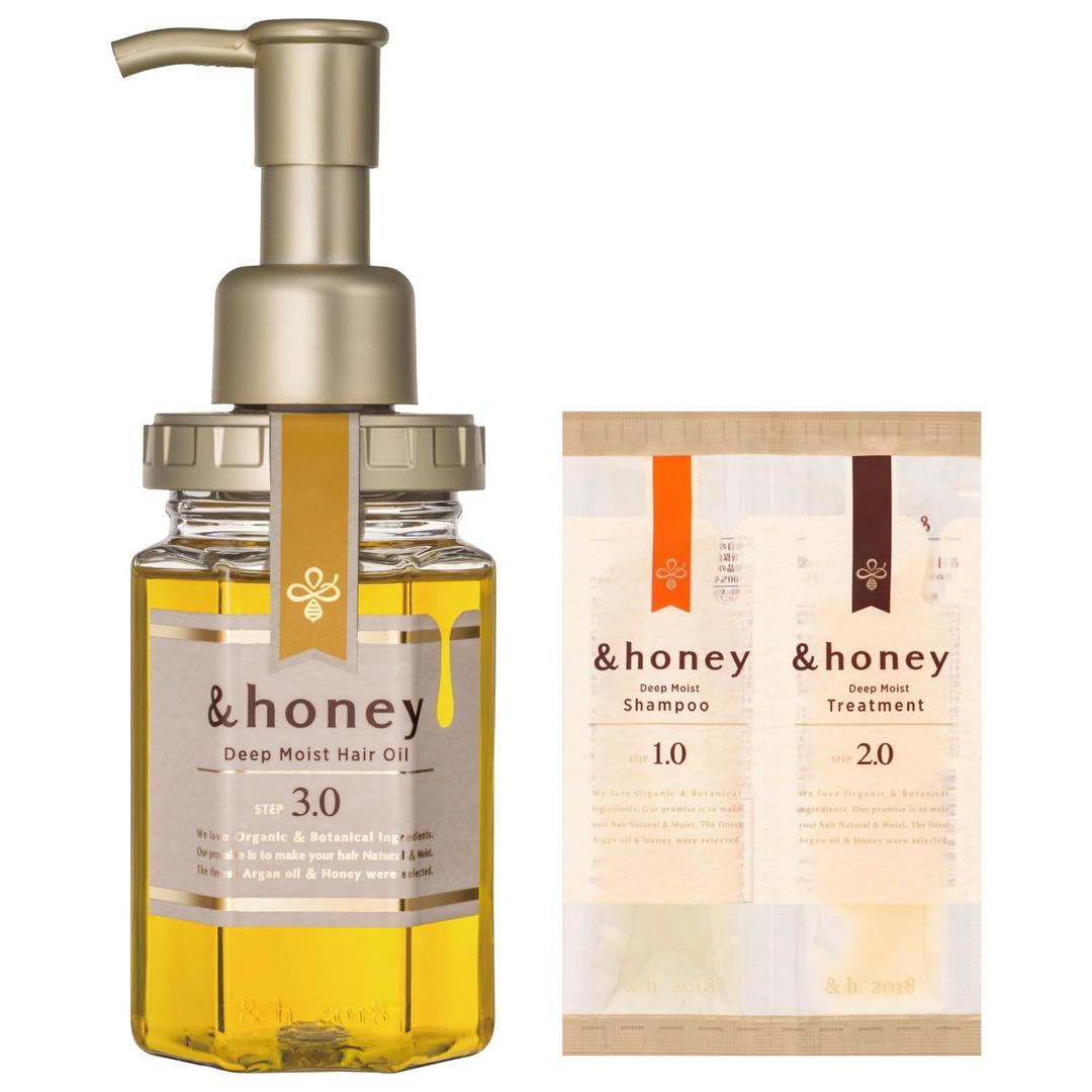 [Genuine Product] &honey Deep Moist Hair Oil 100mL/ 3.38 Oz Sulfate-Free Moisturizing Hair Oil for Dry Hair |Unique Blend of Honeys & Argan Oil for Shine, Hydrated Hair Japanese Hair Care