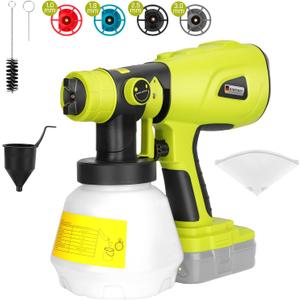 Paint Sprayer for Ryobi ONE+ 18V Li-ion Ni-Cad Ni-Mh Battery, HVLP Spray Paint Gun with Brushless Motor and Copper Nozzle, 200W Cordless Paint Sparyer for Home Interior and Exterior, House Painting