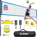 Outdoor Volleyball Net Set for Backyard & Beach, 32FT Regulation Size, Easy Setup Adjustable Height Poles, Portable Net System with PU Volleyball, Pump & Carry Bag