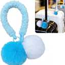 Pom Pom Luggage Identifiers for Suitcases, Neon Fluffy Bag Charms with Heavy Duty Braided Rope, High Visibility Suitcase Markers, Travel Essentials for Easy Identification (Blue)
