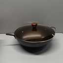 13.5" Carbon Steel Wok Pan - Pre-Seasoned Flat Bottom Woks & Stir-fry Pans Chinese Cookware with Lid & Spatula - For Pan-fry,Stir Fry, Steam, BBQ & Camping - Compatible with Induction, Gas