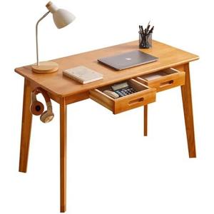 Aibiju Wood Writing Desk with Drawer and Hanging Rod, Small Computer Desk Table, 39x20x30inch Work Desk, Study Desk, Small Wooden Dining Table Cherry Wood Color YD-WD01N