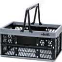 collapsible crates for storage,plastic baskets for organizing,collapsible shopping basket,20L foldable crate with Handles,car storage crate,crate for Kitchen,Bathroom,Medicine,Milk (Black, M)