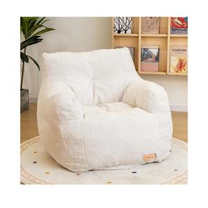 Bean Bag Chair with Filler, Bean Bag Sofa with Tufted Soft Stuffed Filling, Fluffy and Lazy Sofa, Comfy Cozy BeanBag Chairs with Memory Foam for Dorm, Apartment, Living Room (White)