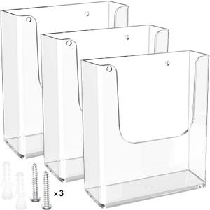 MaxGear Brochure Holder 8.5x11 Wall Mount, 3 Pack Acrylic Pamphlet & Flyer Holder, Clear Plastic Magazine Literature Organizer for Office, School, Hotel, Exhibition