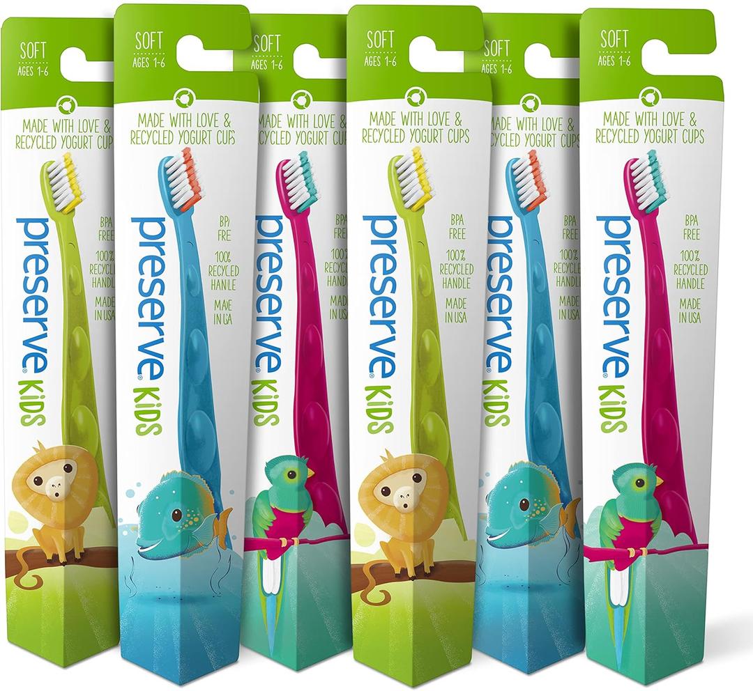 Preserve Kids Toothbrush, Soft Bristles, (Pack of 6)