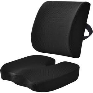 WMM Seat Cushion & Lumbar Support Pillow for Office Chair, Car Seat Wheelchair Travel, Reduce Tailbone Pressure for Lower Back, Tailbone, Sciatica, Hip Pain Relief (Black Mesh)