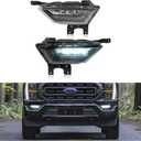 HECASA Pair LED Fog Light Assembly Compatible with 2021-2023 Ford F150 Replacement for FO2592259 FO2593259 19629200 19629100 Front Bumper Fog Lamp Clear Lens - Driver&Passenger Side