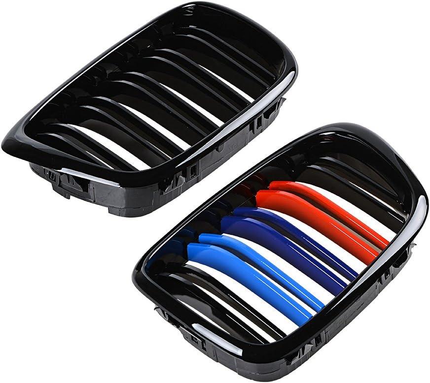 Astra Depot Glossy Black M-Color Double Line Kidney Grille Compatible with 1997-2003 BMW E39 520i 523i 525i 528i 530i 535i 540i M5 4-Door