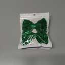 2 x 4" Glitter Sparkly Christmas Green Sequin Hair Bows Clips for Toddler Girls St Patrick's Day Easter Mardi Gras Birthday Wedding Holiday Party Dress Outfit Decor Accessory Gift