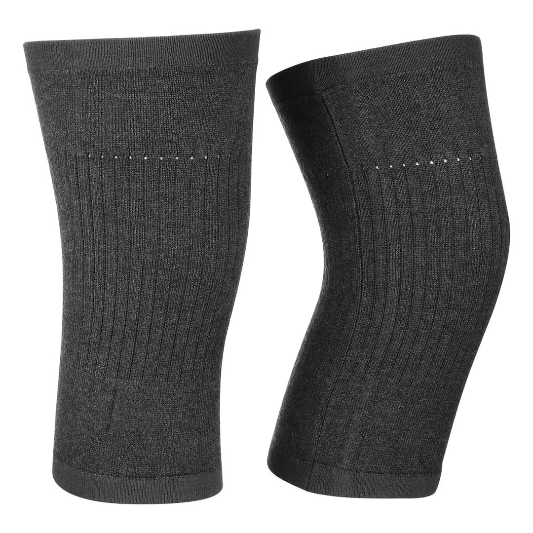 Healifty Wool Brace Pad Warm Cashmere Kneepad Thermal Leg Sleeve Non-slip Kneecap Kneelet For Women Men (Dark Grey)