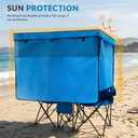 Double Beach Chair with Canopy Shade Oversized Camping Chairs with Canopy, Cooler Bag & Cup Holder Folding Loveseat for Camp Fishing Beach, Standard