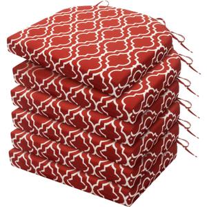 HARBOREST Outdoor Chair Cushions Set of 6, Water Resistant Patio Chair Cushions with Ties, Outdoor Seat Cushions for Patio Furniture, 17"x16"x2", Wine Red Geometry