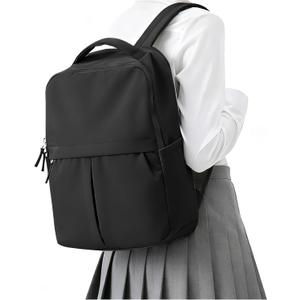 Black Laptop Backpack for Women Men Gym Work Backpack Casual Daypack Backpacks Small Travel Backpack for Traveling on Airplane Lightweight College Teacher Backpacks for Women