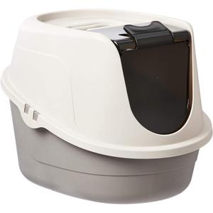 No-Mess Hooded Enclosed Cat Litter Box with Odor Control and Swinging Door, Standard, 21" x 16" x 15", Multicolor