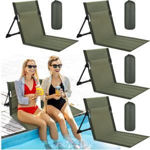 Karenhi 4 Pcs Foldable Poolside Chairs Portable Beach Chair Folding Seat for Edge of Pool Provide Back Support with Carry Bag for Adults Traveling Camping Picnic Lawn, 26.8 Inch