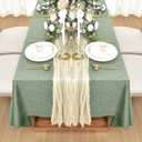 Fitable Faux Linen Tablecloths for Rectangle Tables: Water & Stain Resistant Farmhouse Table Cloth, Washable Burlap Textured Table Covers for Kitchen Dining Party(2 Pack, 60x84 Inch, Sage Green)