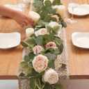 MISSPIN 2pcs Artificial Flowers Garland Spring Eucalyptus Garland Vintage Fake Flower Peony Rose Vine Greenery Decorative Wall Hanging Plant for Wedding Arch Door Arrangement Party Decor (Light Pink,2pcs)