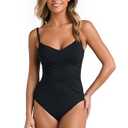La Blanca Women's Island Goddess Draped Lingerie One Piece Swimsuit, Black, 16