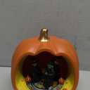 Halloween Pumpkin Lantern Decorations Indoor Decor 6 inch, 360 Rotating Witches with Spooky Music & Colorful Lights, Halloween Village Battery Operated Light Up Animated Table Decor Party Gifts