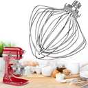 KN211WW Stainless Steel 11-Wire Whip Attachment for KitchenAid Bowl-Lift Mixer 7 Quart Bowl, Stainless Steel Whisk Replacement for Kitchen Aid Mixer, Dishwasher Safe, Egg Heavy Cream Beater.